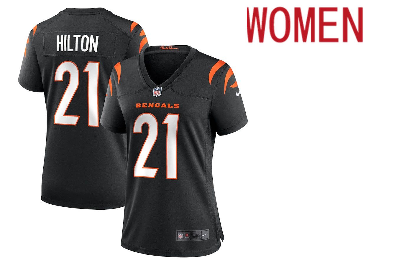 Women Cincinnati Bengals #21 Mike Hilton Nike Black Game Player NFL Jersey->women nfl jersey->Women Jersey